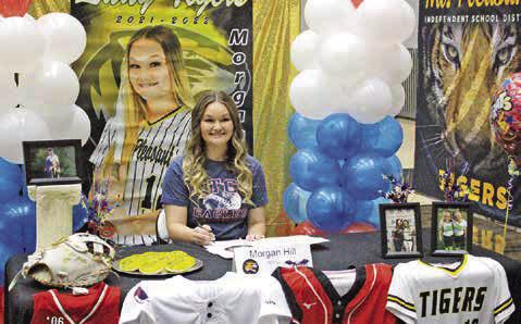 Lady Tiger softball player Morgan Hill was one of two Lady Tigers to sign a letter of intent to play close to home at Northeast Texas Community College. The Eagles finished last season at 23-20. COURTESY PHOTO