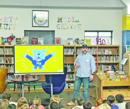 Author and illustrator Jared Chapman stopped by Harts Bluff Elementary to read his new story, “Seals Are Jerks!” to HBE students. COURTESY PHOTO